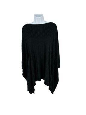 Lululemon Womens Black Poncho Sweater One Size Asymmetrical Knit Lightweight